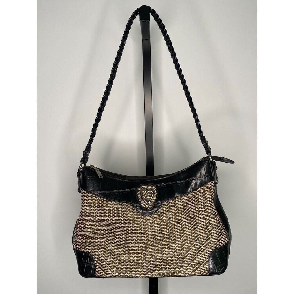 Women's MC Company woven jute and leather purse w/ silver hardware‎ shoulder bag